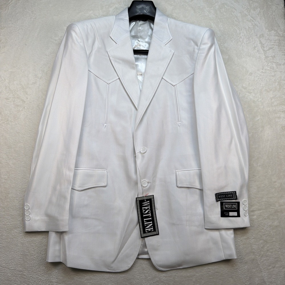 White Western Suit Mens Wedding Jacket Pants Set 38R Rockabilly